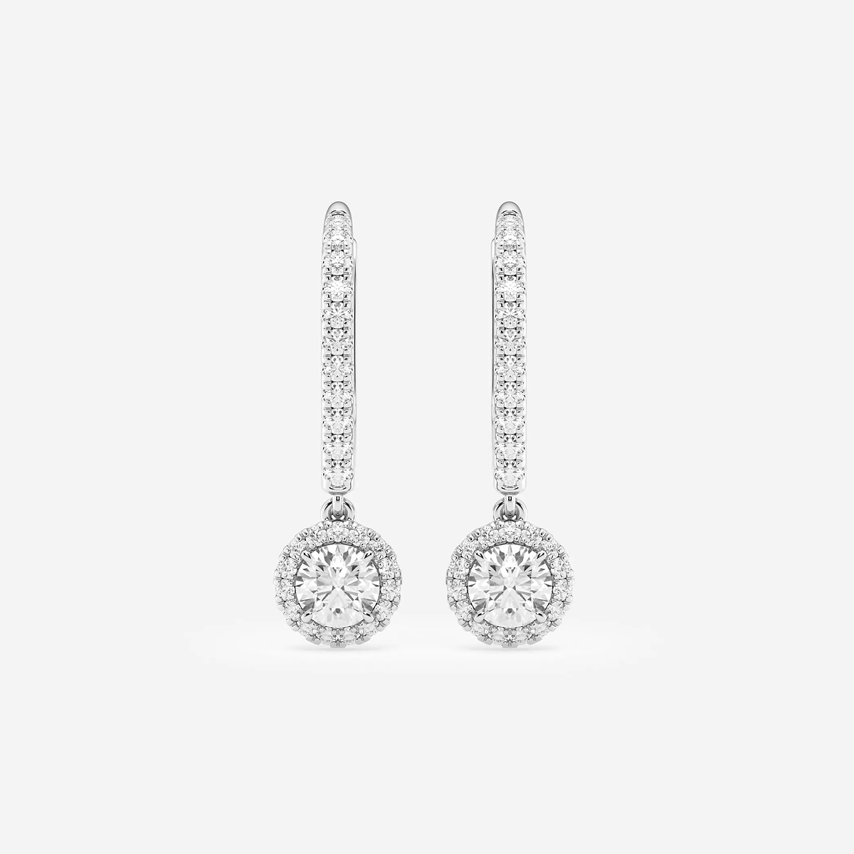3/4 ctw Round Lab Grown Diamond Halo Drop Earrings