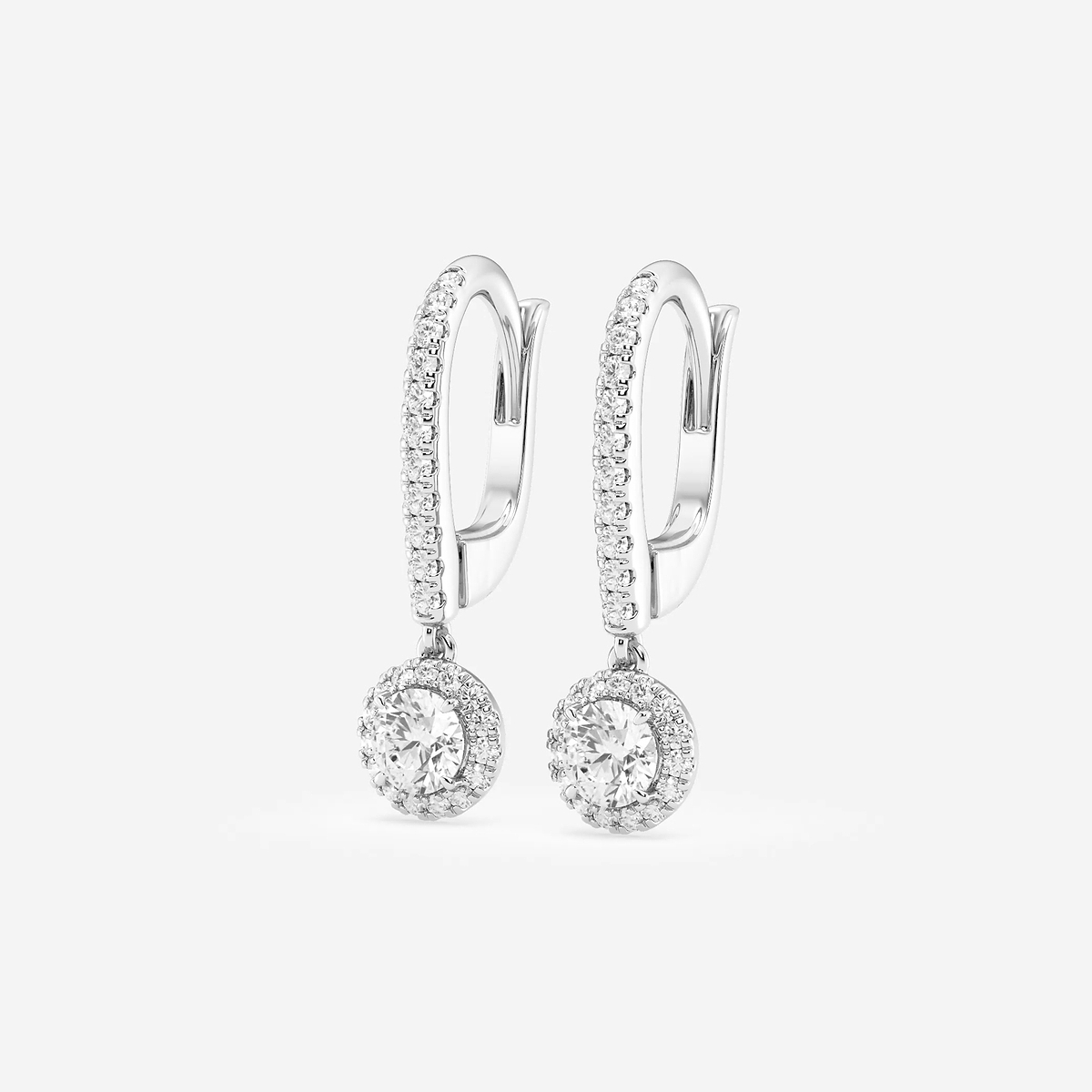 Additional Image 1 for  3/4 ctw Round Lab Grown Diamond Halo Drop Earrings