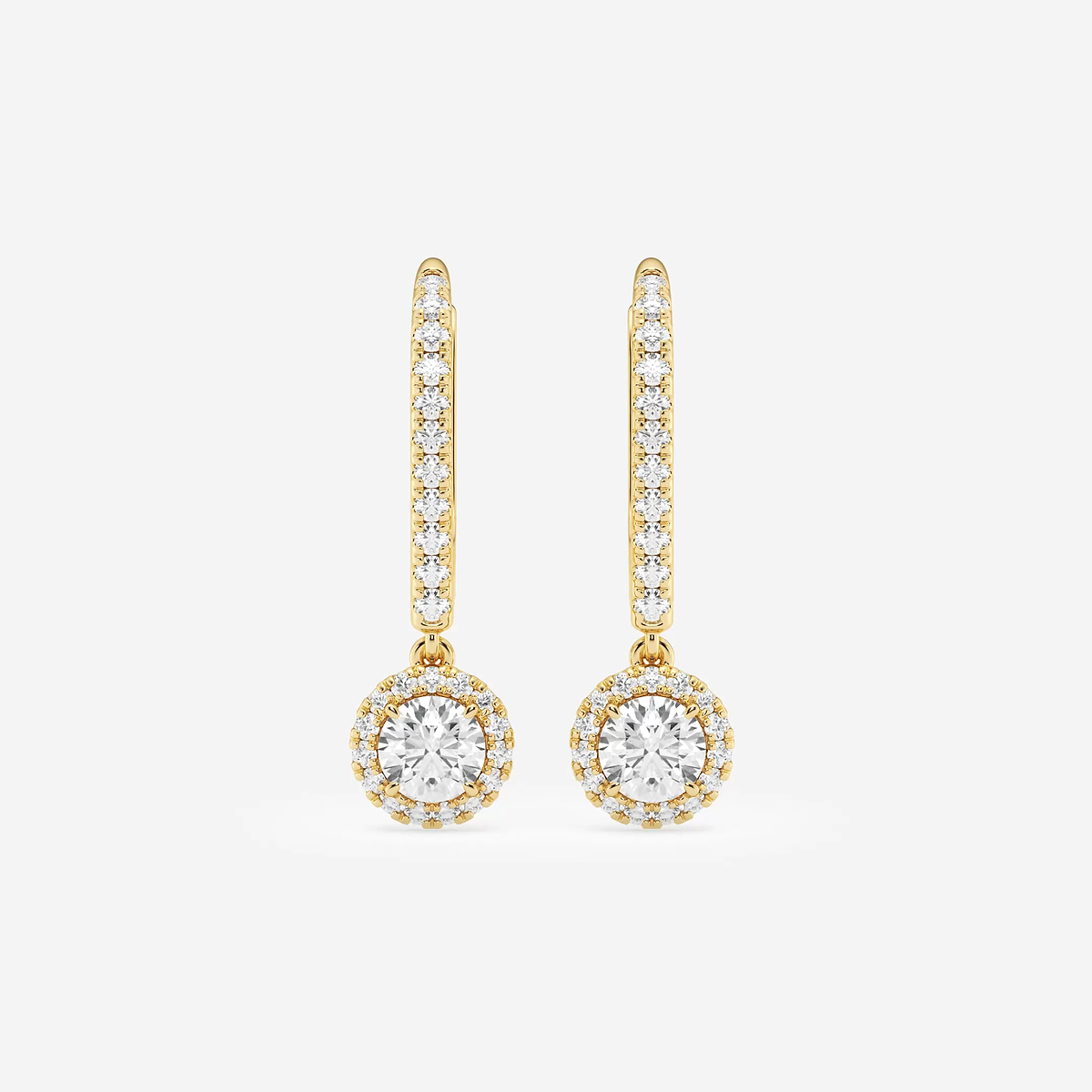 3/4 ctw Round Lab Grown Diamond Halo Drop Earrings