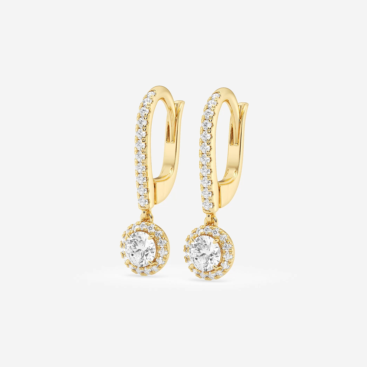 Additional Image 1 for  3/4 ctw Round Lab Grown Diamond Halo Drop Earrings