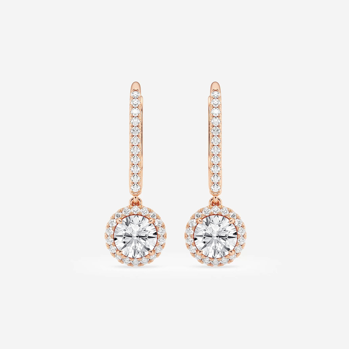 1 1/4 ctw Round Lab Grown Diamond Halo Drop Earrings