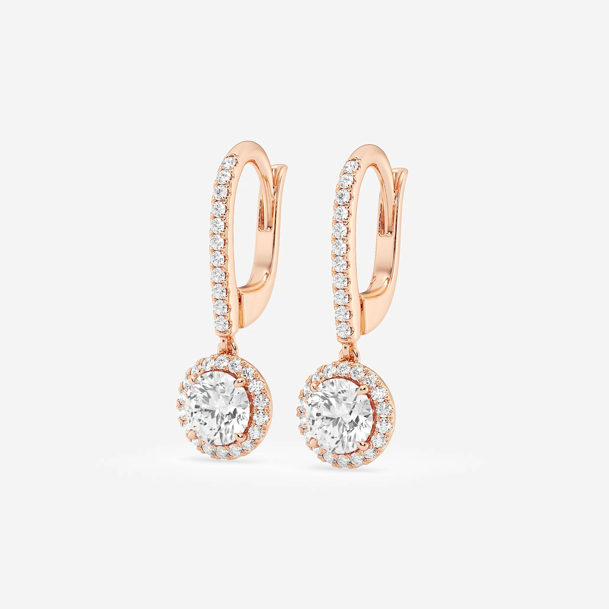 Additional Image 1 for  1 1/4 ctw Round Lab Grown Diamond Halo Drop Earrings