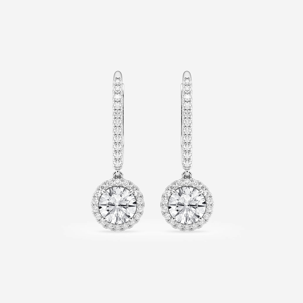 1 1/4 ctw Round Lab Grown Diamond Halo Drop Earrings