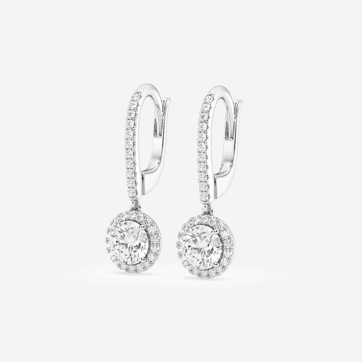 Additional Image 1 for  1 1/4 ctw Round Lab Grown Diamond Halo Drop Earrings