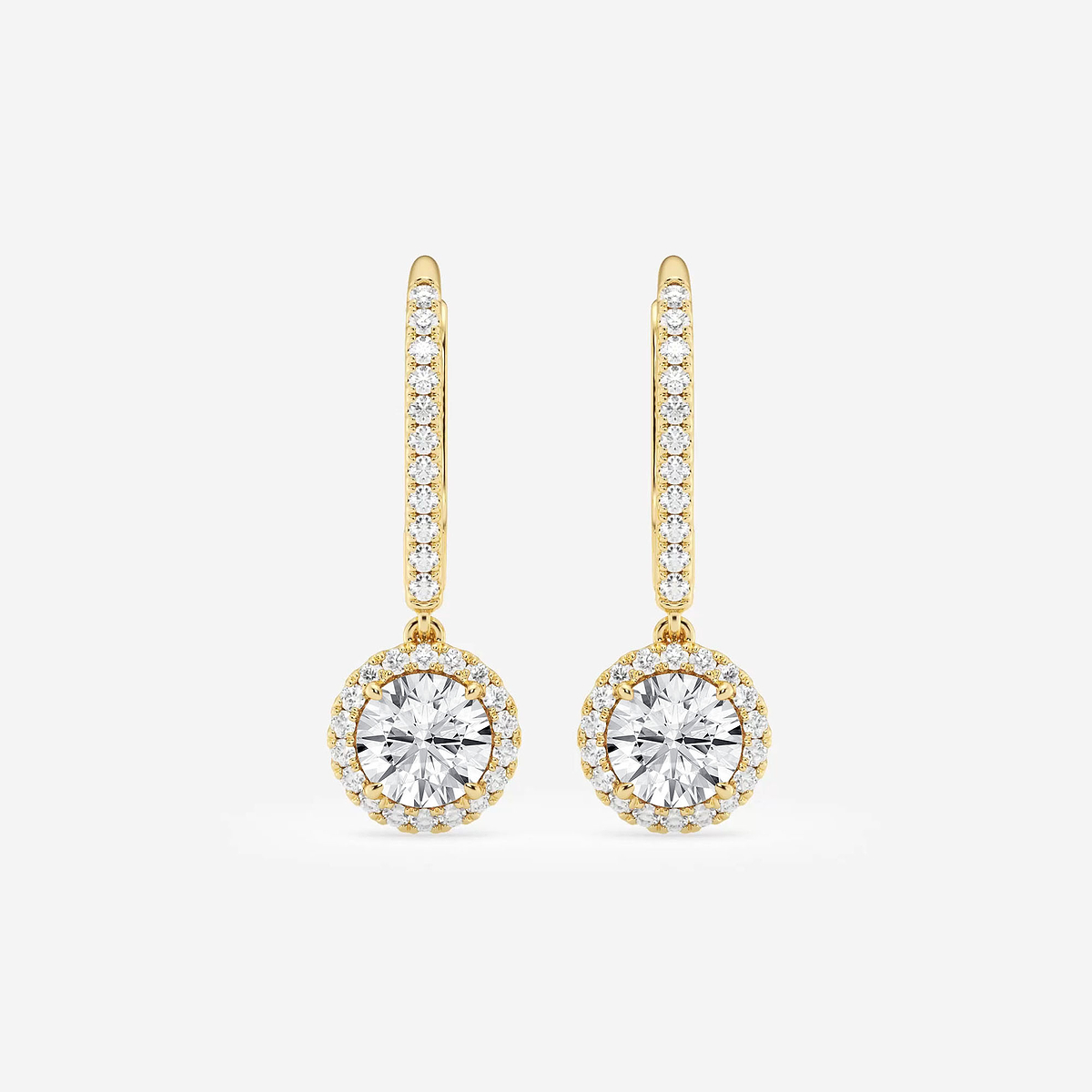1 1/4 ctw Round Lab Grown Diamond Halo Drop Earrings