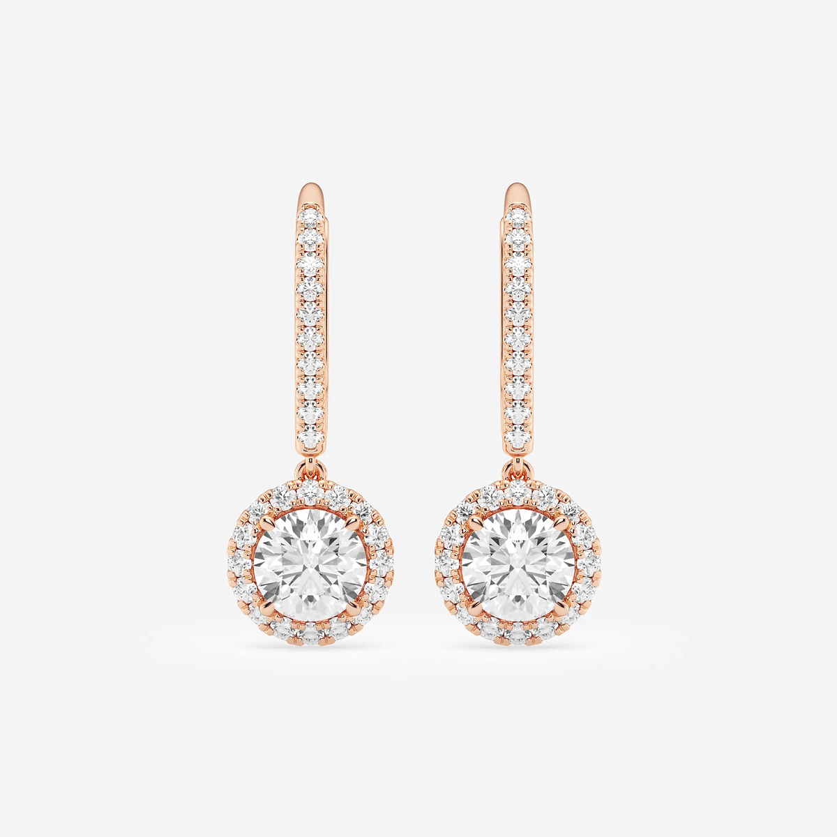 1 7/8 ctw Round Lab Grown Diamond Halo Drop Earrings