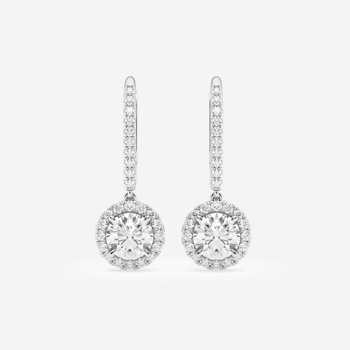 1 7/8 ctw Round Lab Grown Diamond Halo Drop Earrings