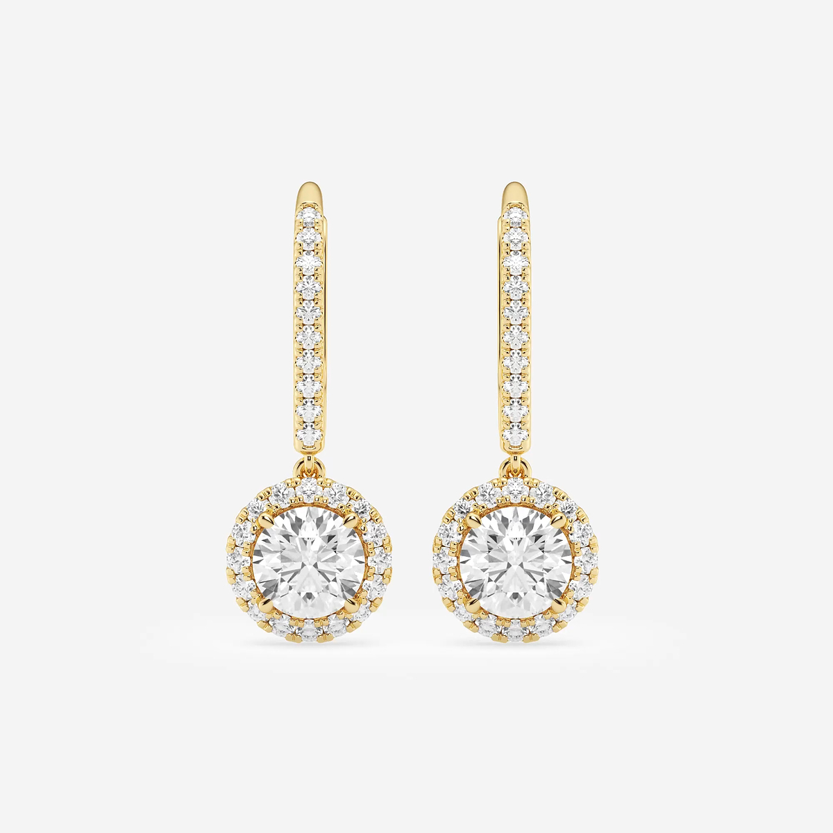 1 7/8 ctw Round Lab Grown Diamond Halo Drop Earrings