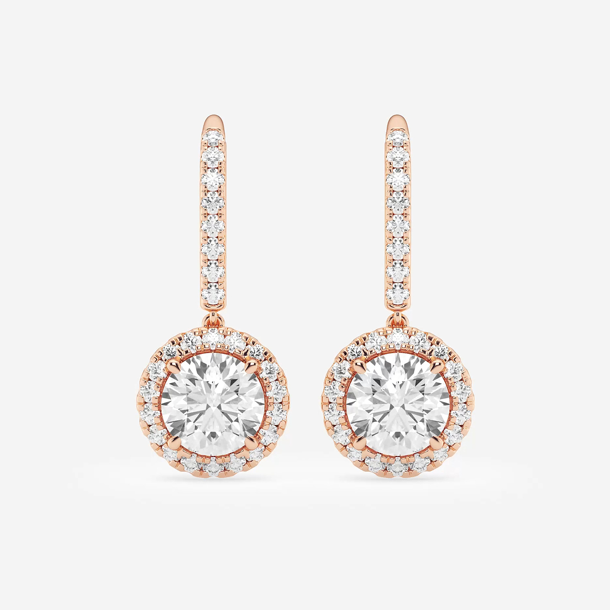 3 1/2 ctw Round Lab Grown Diamond Halo Drop Earrings