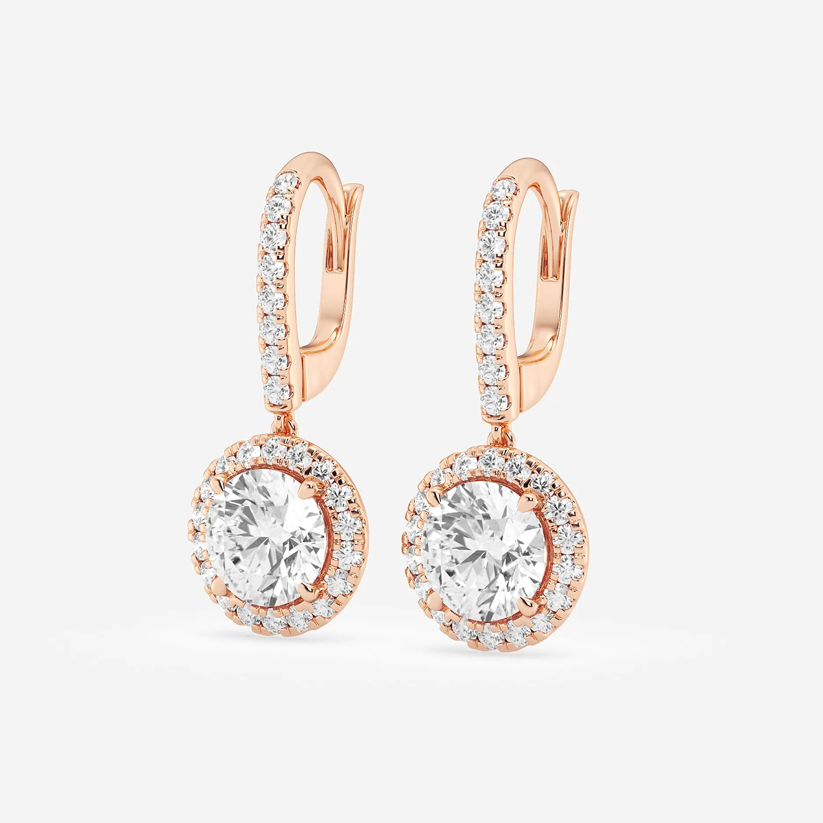 Additional Image 1 for  3 1/2 ctw Round Lab Grown Diamond Halo Drop Earrings