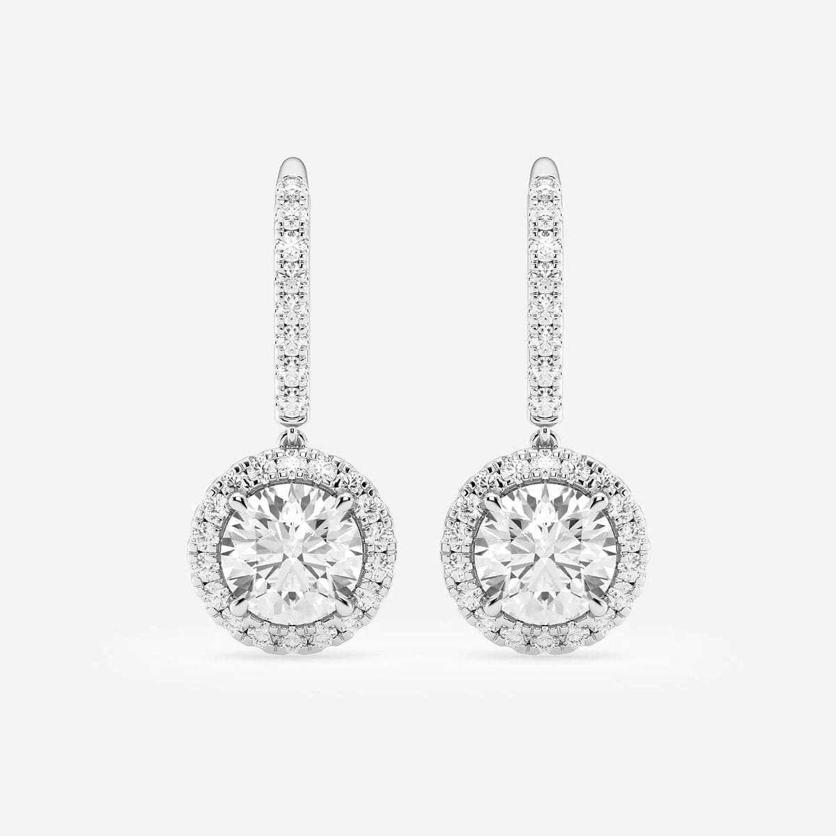 3 1/2 ctw Round Lab Grown Diamond Halo Drop Earrings