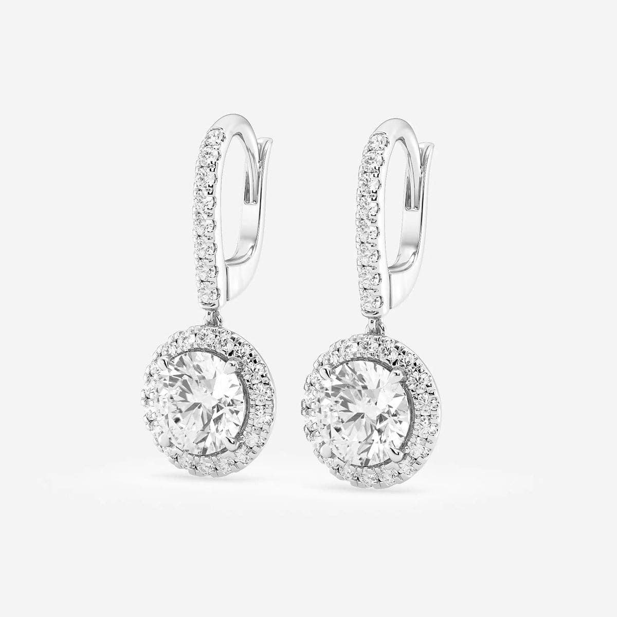 Additional Image 1 for  3 1/2 ctw Round Lab Grown Diamond Halo Drop Earrings