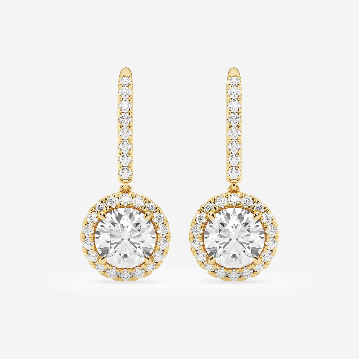 3 1/2 ctw Round Lab Grown Diamond Halo Drop Earrings