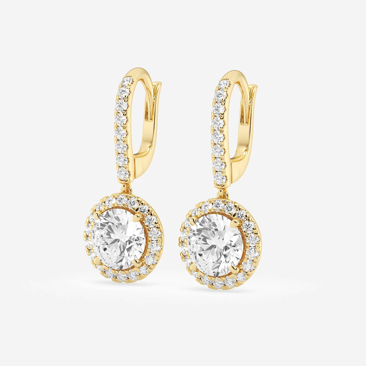Additional Image 1 for  3 1/2 ctw Round Lab Grown Diamond Halo Drop Earrings