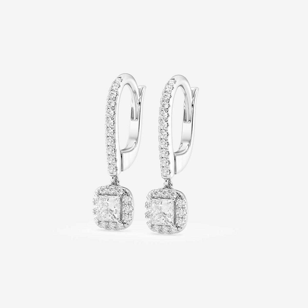 Additional Image 1 for  3/4 ctw Princess Lab Grown Diamond Halo Drop Earrings