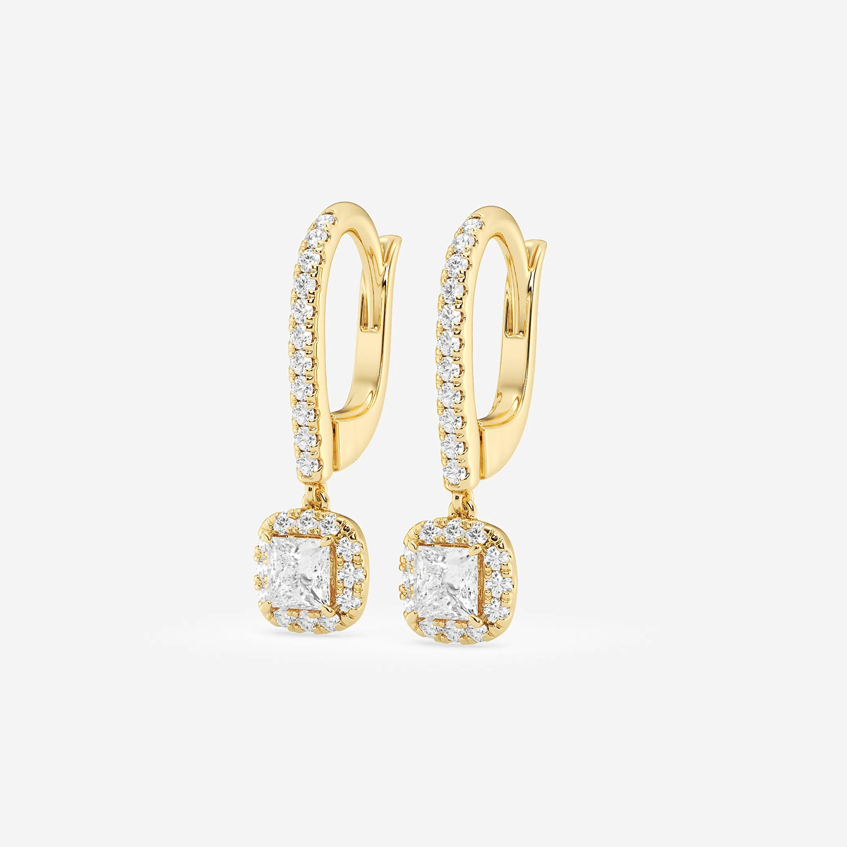 Additional Image 1 for  3/4 ctw Princess Lab Grown Diamond Halo Drop Earrings