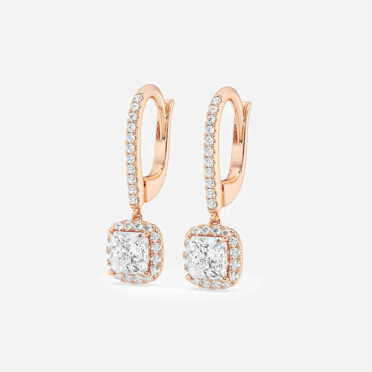 Additional Image 1 for  1 1/3 ctw Princess Lab Grown Diamond Halo Drop Earrings
