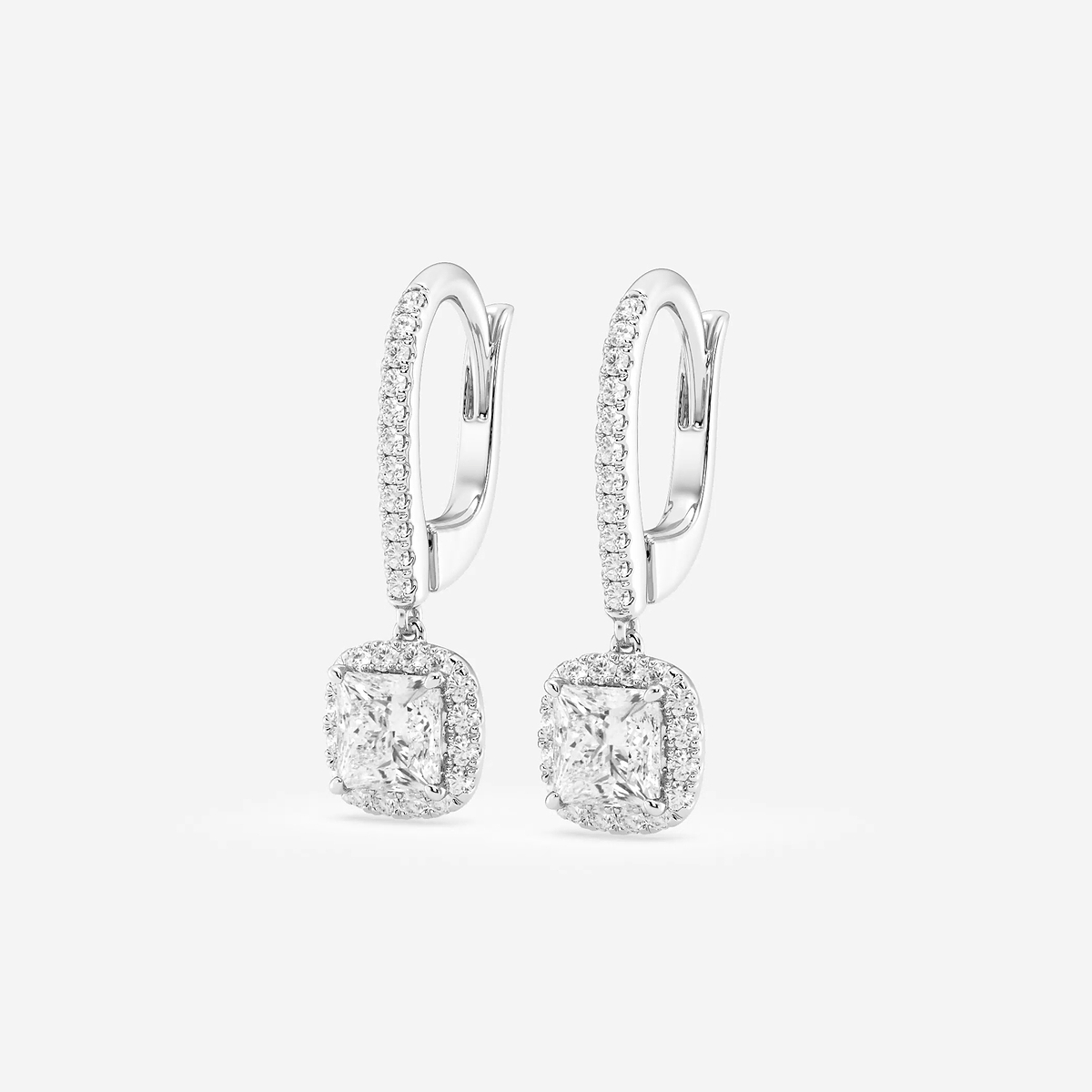 Additional Image 1 for  1 1/3 ctw Princess Lab Grown Diamond Halo Drop Earrings