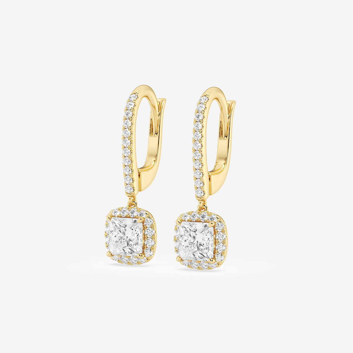 Additional Image 1 for  1 1/3 ctw Princess Lab Grown Diamond Halo Drop Earrings