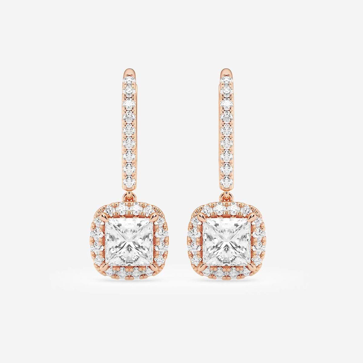 2 1/2 ctw Princess Lab Grown Diamond Halo Drop Earrings