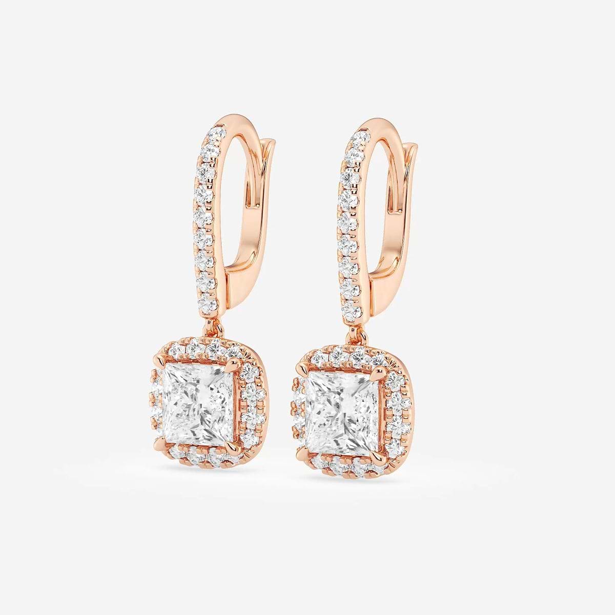 Additional Image 1 for  2 1/2 ctw Princess Lab Grown Diamond Halo Drop Earrings
