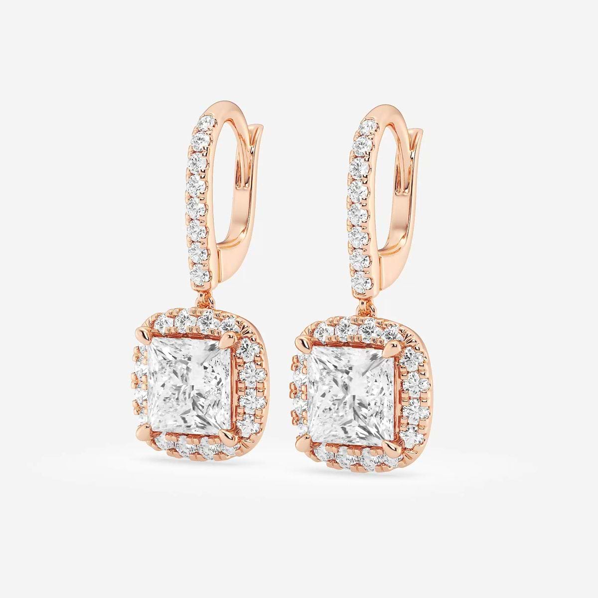 Additional Image 1 for  4 3/4 ctw Princess Lab Grown Diamond Halo Drop Earrings