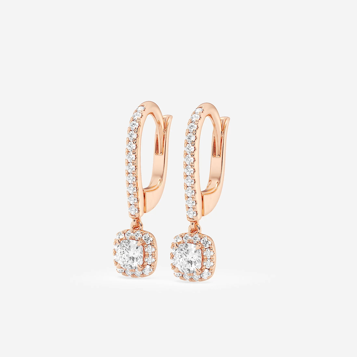 Additional Image 1 for  3/4 ctw Cushion Lab Grown Diamond Halo Drop Earrings
