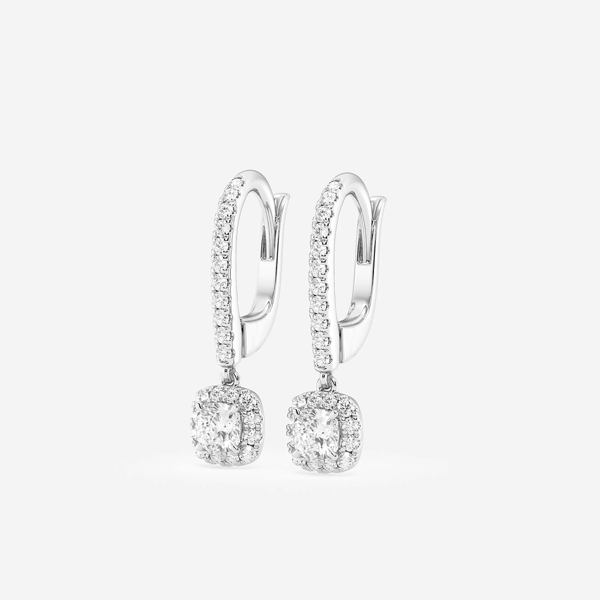Additional Image 1 for  3/4 ctw Cushion Lab Grown Diamond Halo Drop Earrings