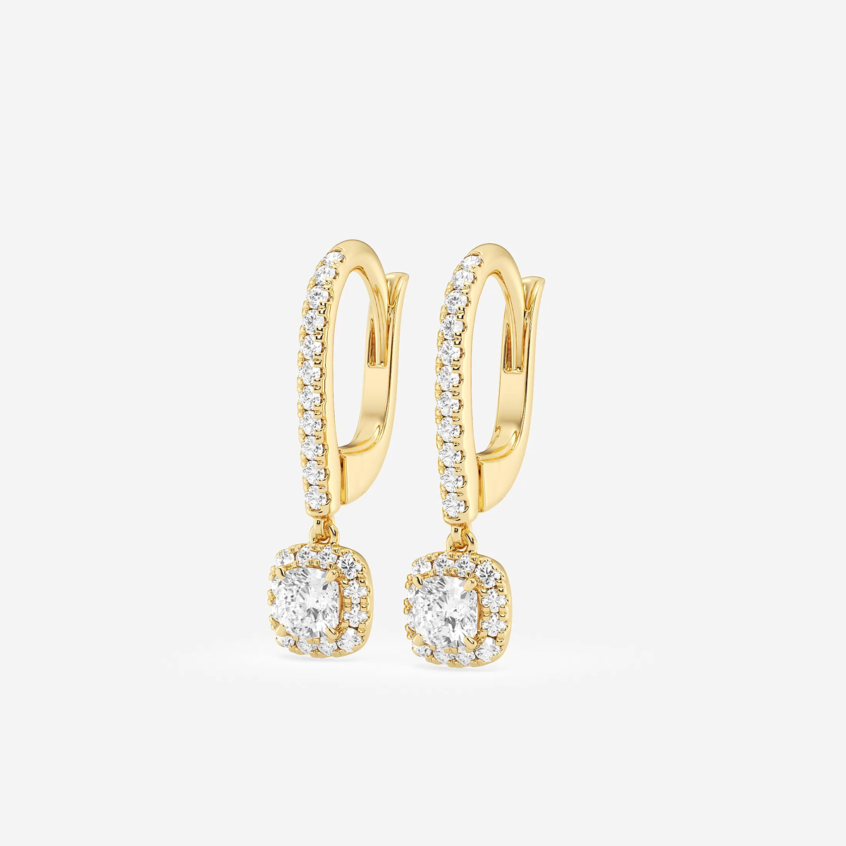 Additional Image 1 for  3/4 ctw Cushion Lab Grown Diamond Halo Drop Earrings