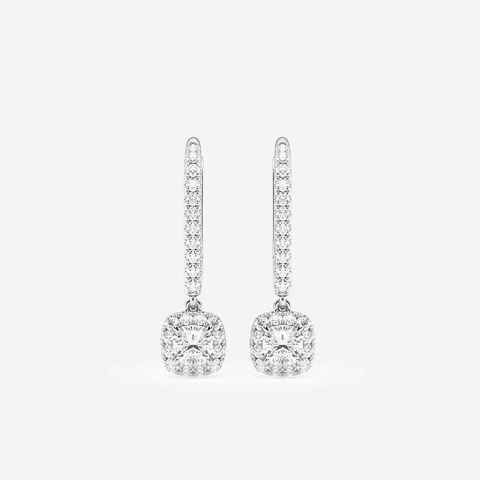 Halo Cushion Drop Earring