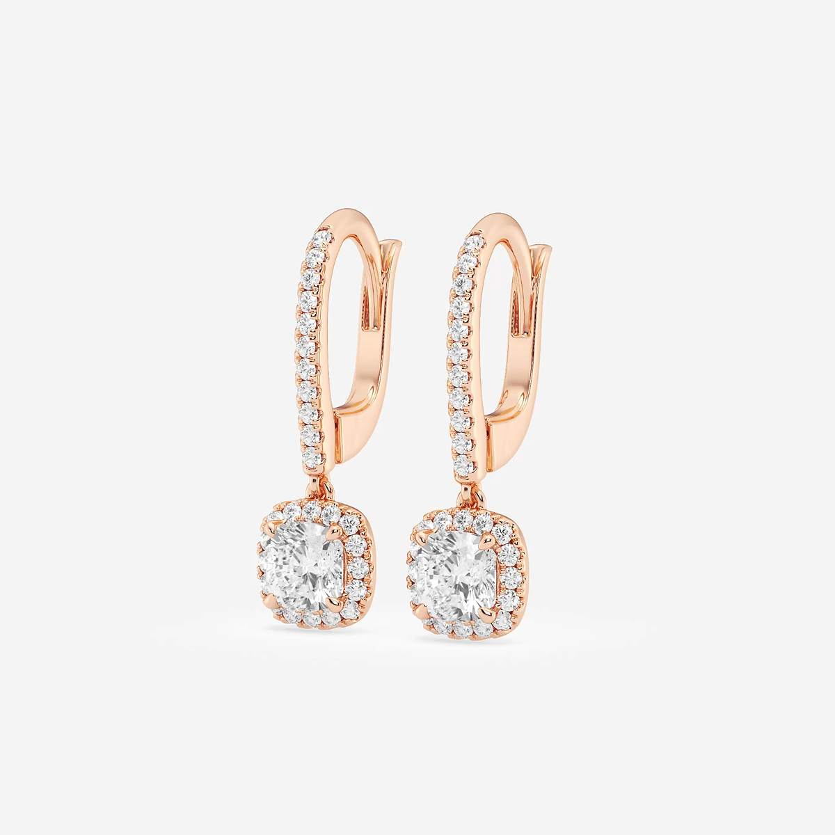 Additional Image 1 for  1 1/4 ctw Cushion Lab Grown Diamond Halo Drop Earrings