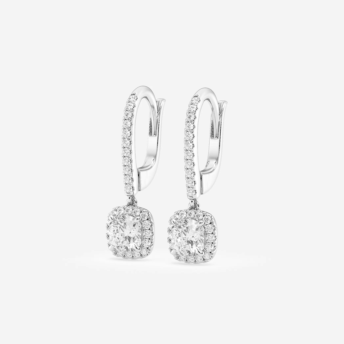 Additional Image 1 for  1 1/4 ctw Cushion Lab Grown Diamond Halo Drop Earrings