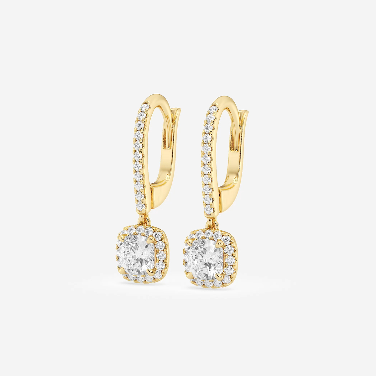 Additional Image 1 for  1 1/4 ctw Cushion Lab Grown Diamond Halo Drop Earrings