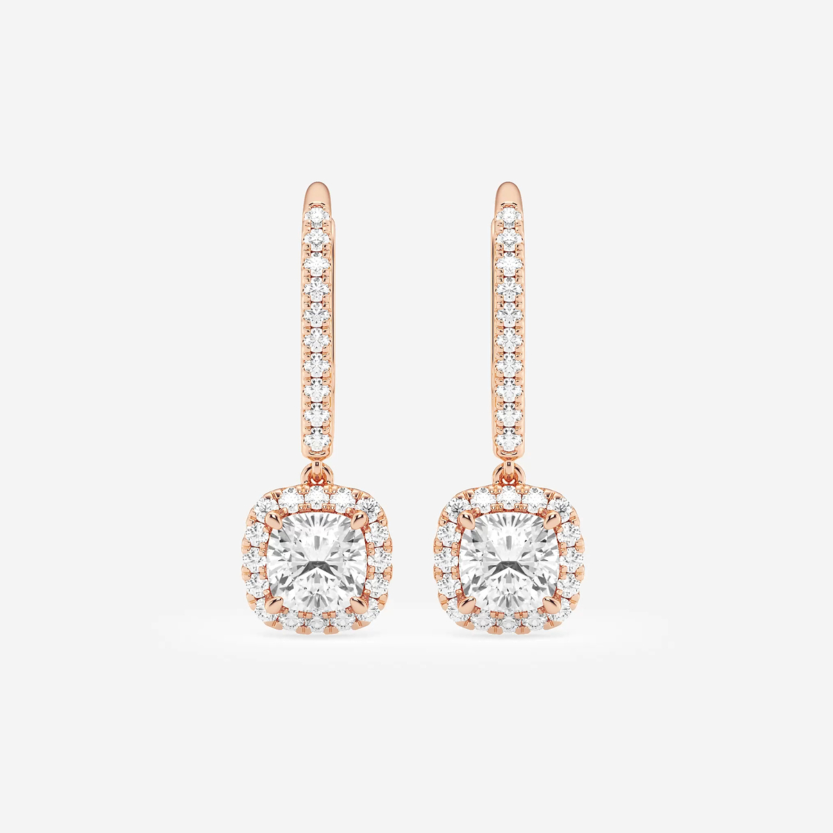 1 7/8 ctw Cushion Lab Grown Diamond Halo Drop Earrings