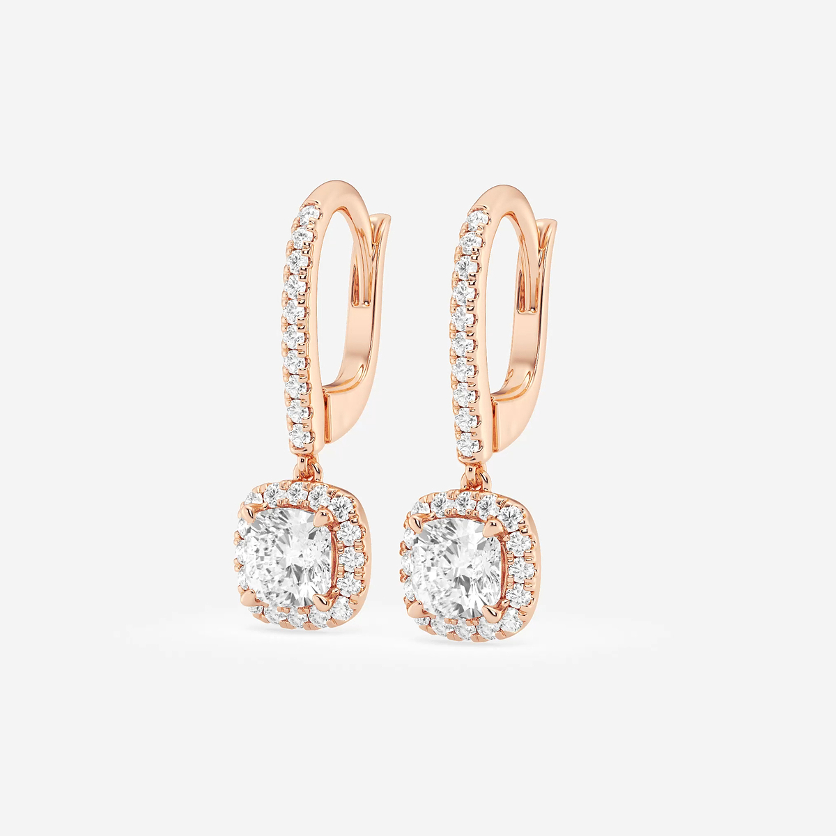 Additional Image 1 for  1 7/8 ctw Cushion Lab Grown Diamond Halo Drop Earrings