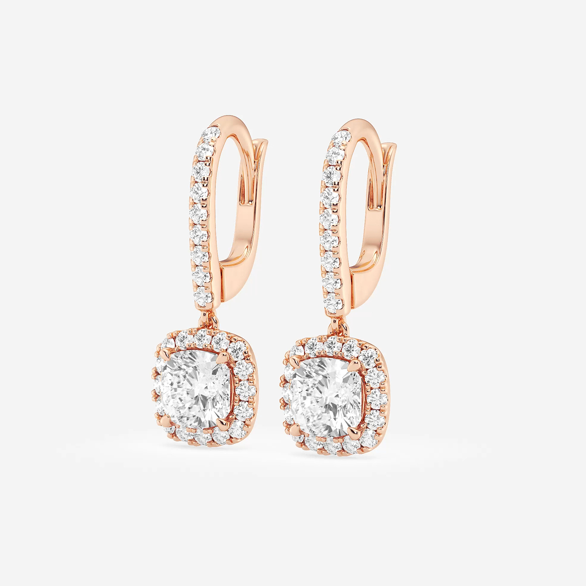 Additional Image 1 for  2 1/2 ctw Cushion Lab Grown Diamond Halo Drop Earrings