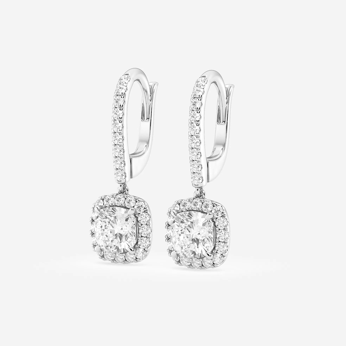 Additional Image 1 for  2 1/2 ctw Cushion Lab Grown Diamond Halo Drop Earrings