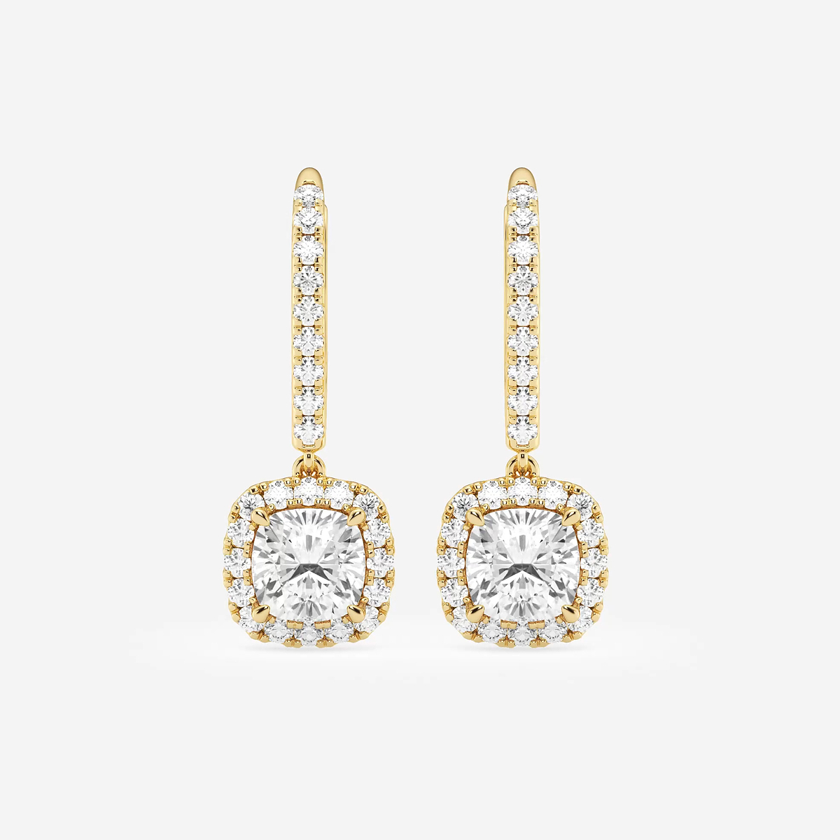 2 1/2 ctw Cushion Lab Grown Diamond Halo Drop Earrings