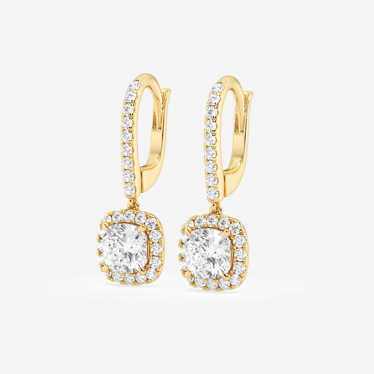Additional Image 1 for  2 1/2 ctw Cushion Lab Grown Diamond Halo Drop Earrings