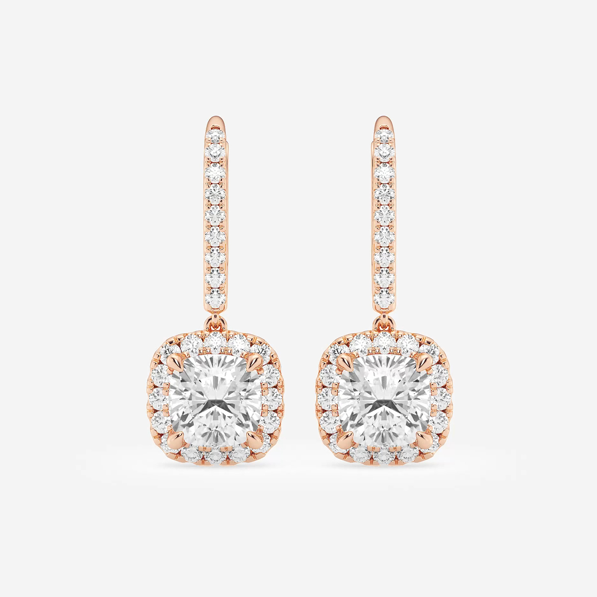 3 5/8 ctw Cushion Lab Grown Diamond Halo Drop Earrings