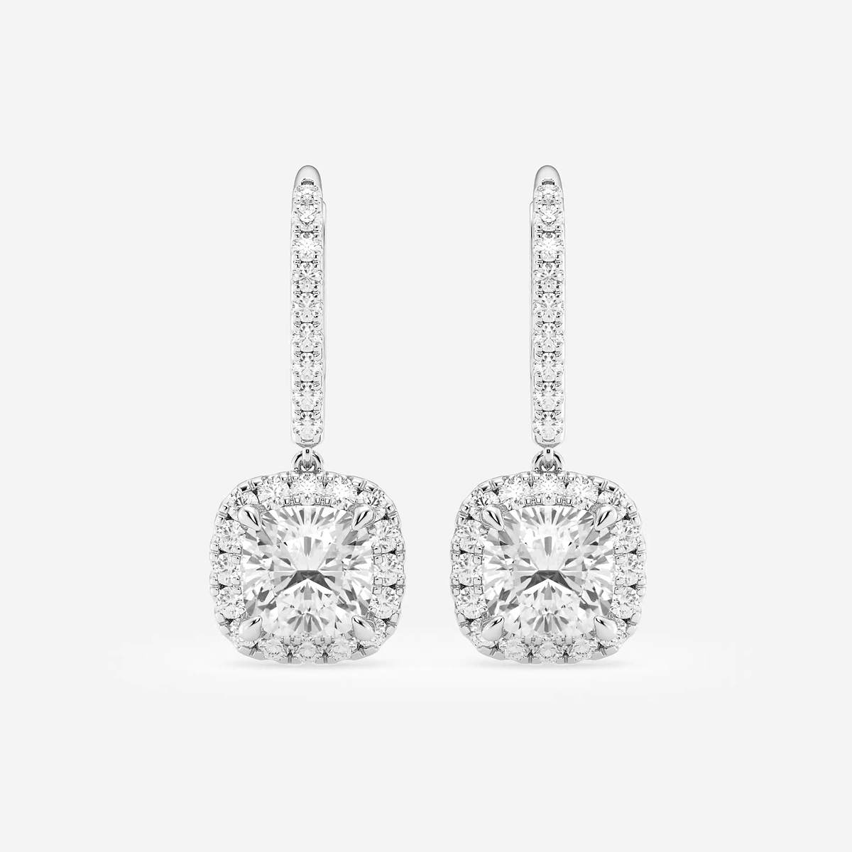 3 5/8 ctw Cushion Lab Grown Diamond Halo Drop Earrings