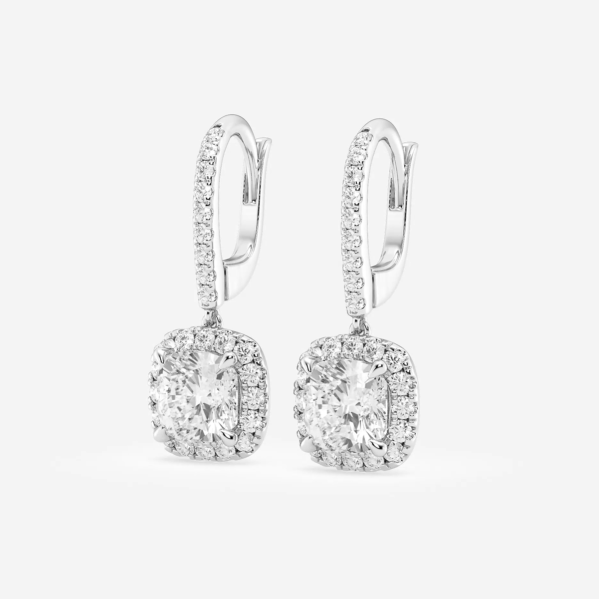 Additional Image 1 for  3 5/8 ctw Cushion Lab Grown Diamond Halo Drop Earrings