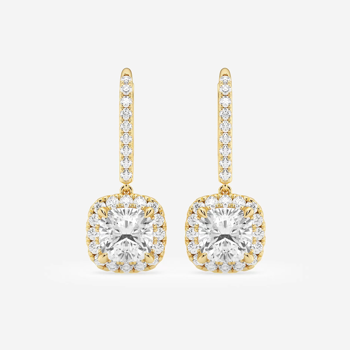 3 5/8 ctw Cushion Lab Grown Diamond Halo Drop Earrings