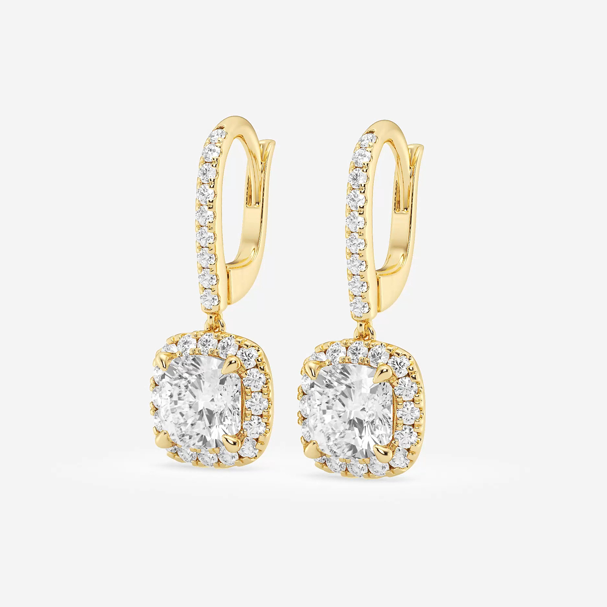 Additional Image 1 for  3 5/8 ctw Cushion Lab Grown Diamond Halo Drop Earrings