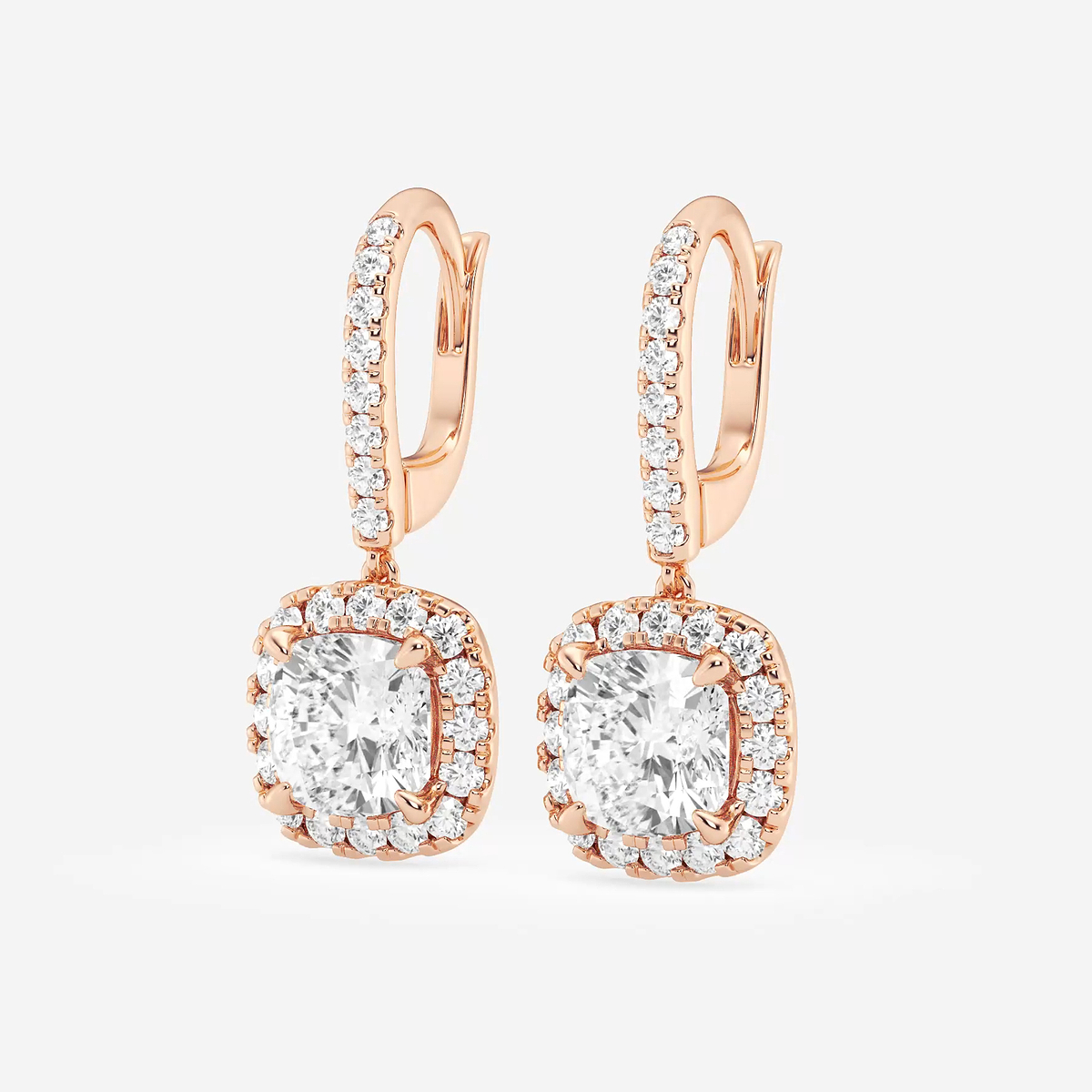 Additional Image 1 for  4 3/4 ctw Cushion Lab Grown Diamond Halo Drop Earrings