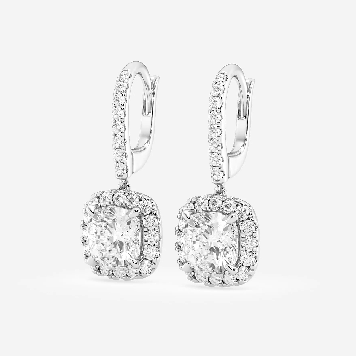 Additional Image 1 for  4 3/4 ctw Cushion Lab Grown Diamond Halo Drop Earrings