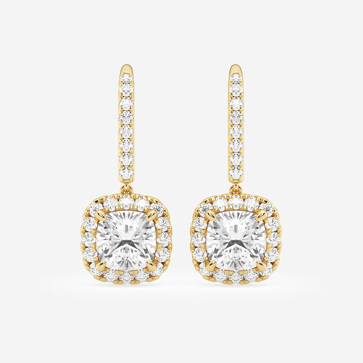 4 3/4 ctw Cushion Lab Grown Diamond Halo Drop Earrings