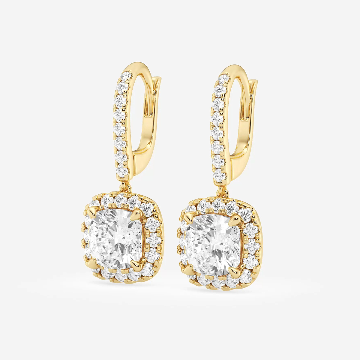 Additional Image 1 for  4 3/4 ctw Cushion Lab Grown Diamond Halo Drop Earrings