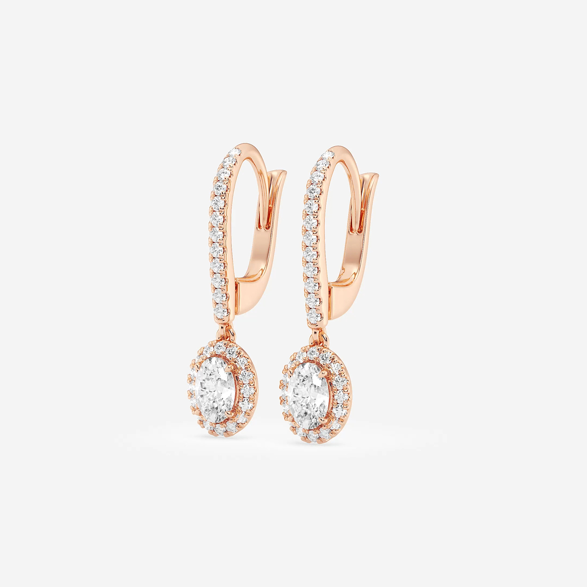 Additional Image 1 for  3/4 ctw Oval Lab Grown Diamond Halo Drop Earrings