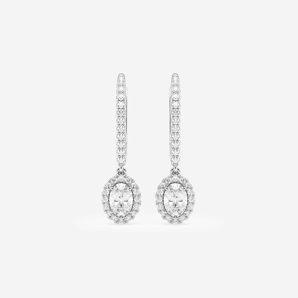 3/4 ctw Oval Lab Grown Diamond Halo Drop Earrings